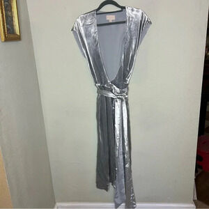 J. Crew Frida Silver Velvet Wrap Dress Size 0